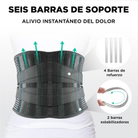 Vitalbak Lumbar Support for Men and Women Breathable Stabilizes and Provides Support with 6 Support Rods - Double Fit Lumbar Strap - Free Carry Bag