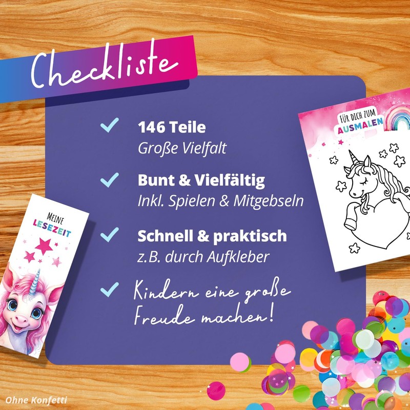 Invitation Cards Children's Birthday Girl Pink Unicorn Party Set –