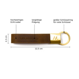 MAGATI Leather Keyring with Engraving Guardian Angel – Key Ring with Mechanism for Hooking – for Birthday or Anniversary, Vintage brown genuine leather, Lieblingsmensch