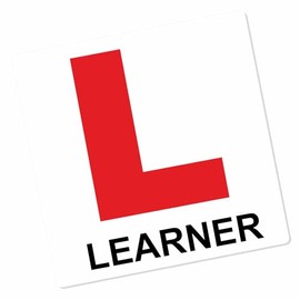 1 x Sticker Learner Driver Red L Plate Logo With Text Sign Please be Patient Label New Driving Test Bumper Car Motorbike Scooter Vehicle Notice LD1