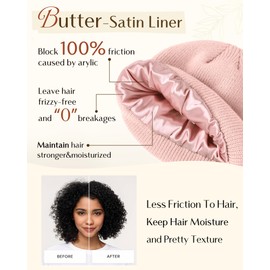 YANIBEST Beanie Hat for Women Men Satin Lined Beanie Hats Winter Hat Womens Cuffed Beanies Knit Skull Cap Warm Ski Hat Unisex Blush Pink