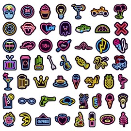 100Pcs Cool Neon Stickers Pack Graffiti Waterproof Vinyl Decals Neon Sign Stickers Vintage Pop Art Sticker Aesthetic Pack for Laptop Bike Suitcase Luggage Skateboard Guitar Car Phone Teens Adults