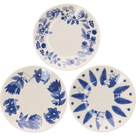 Yamakasyoten MOOMIN MM7000-129 Blue Flora Plate, Plate, 5.3 inches (13.5 cm), 3-Piece Tableware Set, Scandinavian Miscellaneous Goods, Moomin Goods, Mother's Day, Gift, Made in Japan