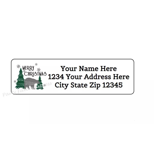 Party Favors Express 30 MERRY CHRISTMAS BEAR PERSONALIZED RETURN ADDRESS