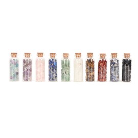 10Pcs Healing Stone Bottles Assorted Styles Colors Portable Widely Used Crystal Chips Set for Collection DIY Decoration