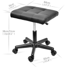 Footrest Under Desk Leg Rest Ottoman Adjustable Height Foot Stool with Wheels Leather Footrest