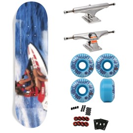 Jacuzzi Professional Complete Skateboard Sea Monsters 8.0" x 31.6" with Independent Trucks, Triclops Wheels, ABEC 5 Bearings, Hardware, and Griptape - Ready to Assemble