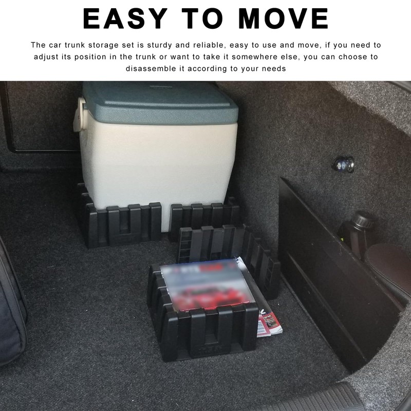 ZNDAW 4PCS Multipurpose Cargo Organizer Blocks, Plastic Car Trunk Storage