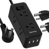 Power Strip Surge Protector with USB, SUPERDANNY Mini Flat Plug