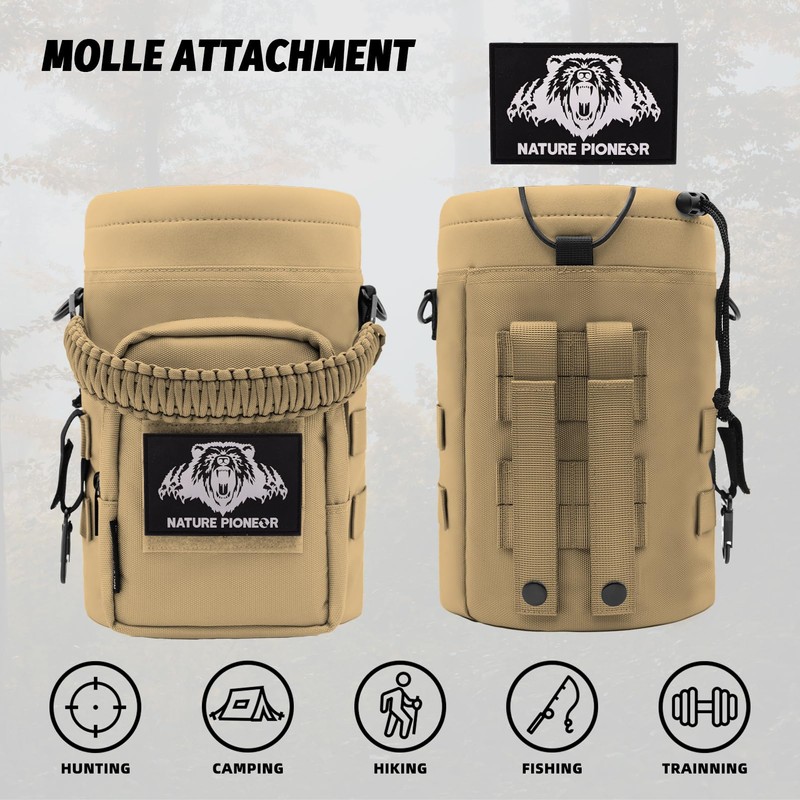 NATURE PIONEOR 32 64 128oz Tactical Water Bottle Pouch, Multi-Function