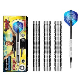 Shot! Darts Soft Tip Rowby-John Rodriguez 80% Tungsten Barrels Pro Throwing Darts for Maximum Aerodynamics, Handcrafted Professional Dart Set and Flights Made in New Zealand, Plastic Tip Bar Darts