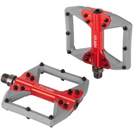 Aggressive Grip MTB Pedals‌ | Hybrid Nylon Fiber + Aluminum Body | ‌9/16" Chromoly Axle‌ w/Sealed Bearings, Ultra-Light‌ Bicycle Plat Form Pedals for Enduro/All-Mountain/Trail Riding (Gray+Red)