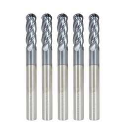 waltyotur 1/4 Inch 4 Flute Carbide End Mill 3/4 Cutting Length x 2-1/2 Overall Length x 1/4 Shank Diameter for Aluminum Cutting Non Ferrous Metal Up Cutting 5 Pieces