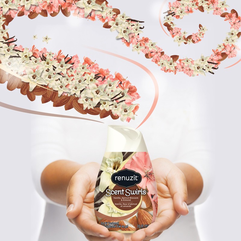 Renuzit Scent Swirls Air Freshener Gel, Vanilla, Apricot Blossom &