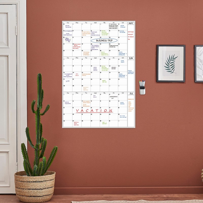Dry Erase Wall Calendar 3 Month Calendar - Blank Undated