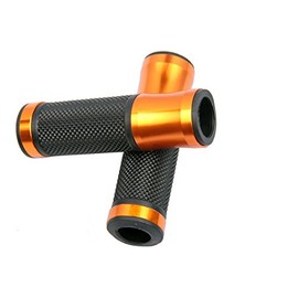 MotorToGo Orange Gold CNC Aluminum 7/8" Handlebar Open-End Rubber Gel Grips for 2014 Honda Grom 125