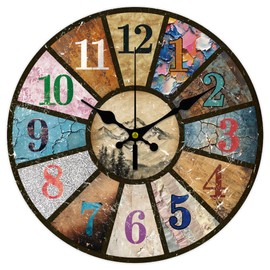 CHGCRAFT Retro Numbers Wall Clock Mountains Non Ticking Clock 12 Inch Round Decorative Wall Clock for Home Office Decoration