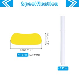 PATIKIL 112 Pairs Sports Eye Black Stickers, Under Eye Black Strips Football Face Stickers Breathable Eyeblack Sticker with Pencil for Baseball Fans on Game Day, Yellow