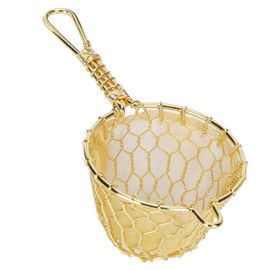 Gold Mesh Tea Infuser Copper Material Tea Strainer with Long Handle Reusable Loose Leaf Teapot Filter for Filter The Tea Dregs and Enhance The Tea Soup(13cm/5.1in)