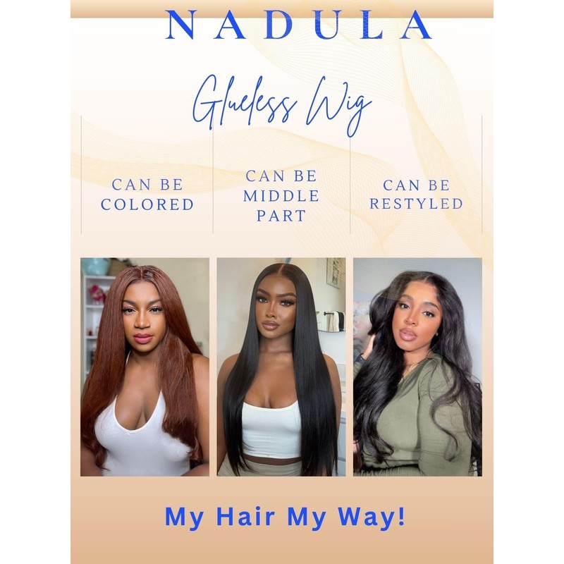 Nadula Bye Bye Knots Yaki Straight Glueless Wig Human Hair