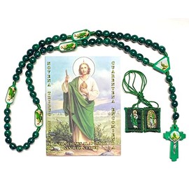 La Novena Triduo a San Judas Tadeo con Rosario de Madera Escapulario St Jude Prayer Book Wood Rosary Scapular 3 Piece Set