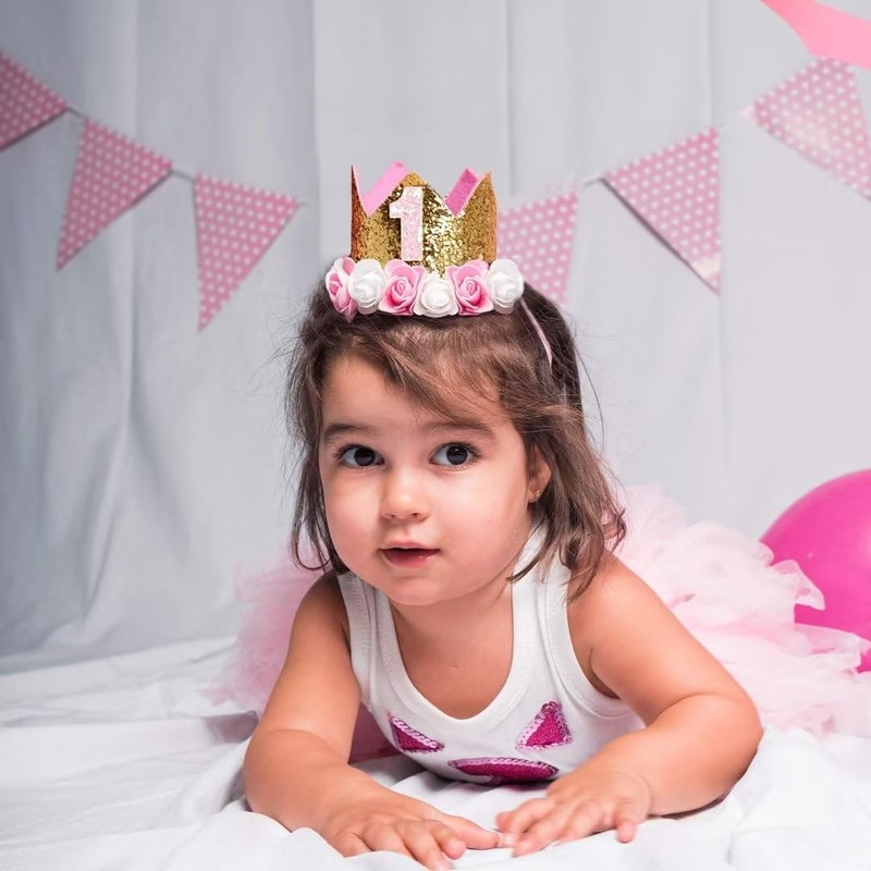 Baby Birthday Crown, Princess Crowns Tiara Girls Party Hat With