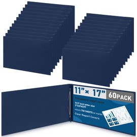 Resurhang 60 Pcs 11x17 Inch Pressboard Report Cover, 3" Capacity Presentation Binder Folder with Metal Prong Paper Fastener to Neatly Bind Reports Proposals Transcripts, Other Documents (Blue)