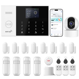 Home Security Systems,22Piece WiFi+GSM/4G with 2K HD Camera Wireless Home Alarm System Kit,Phone Smart Life/Tuya App Control & Real-Time Alert,SOS Button,NO Monthly Fees,Easy to Install