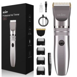 Sejoy Rechargeable Hair Clippers Cordless Trimmer Shaving Machine Cutting Barber Beard - Silver