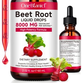 Beetroot Drops, Beetroot Nutrient Solution 8000 mg, for Endurance Support & Energy, Supports Circulatory Health, Vegan Beet Root Supplement 60ML