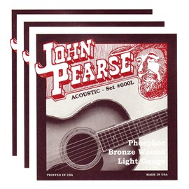 John Pearse Cuerdas Acústicas Luz Bronce Fósforo 12-53 (paquete de 3)