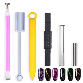SILPECWEE 6Pcs Nail Magnet 3d Cat Eye Magnet for Nails Dual-Ended Magnetic Stand Nail Polish Pens Nail Design Tools Nail Art Accessories for DIY& Salon