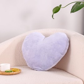 EVOLIVE Heart Pillow, Love Pillow Gifts, 15X17 Inch Large Heart Shaped Pillows, Micromink Room Decor Throw Pillows, Living, Bedroom, Indoor Outdoor (Lavender)