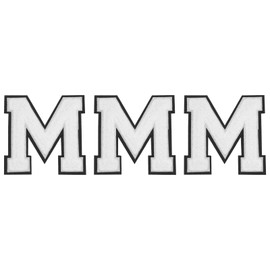 sourcing map Chenille Letters M Patches Large Size 4-1/2 Inch Iron on Letters M Patches Black Glitter Embroidered Patches for Clothing, Shoes, Hats, Backpacks Pack of 3(White)