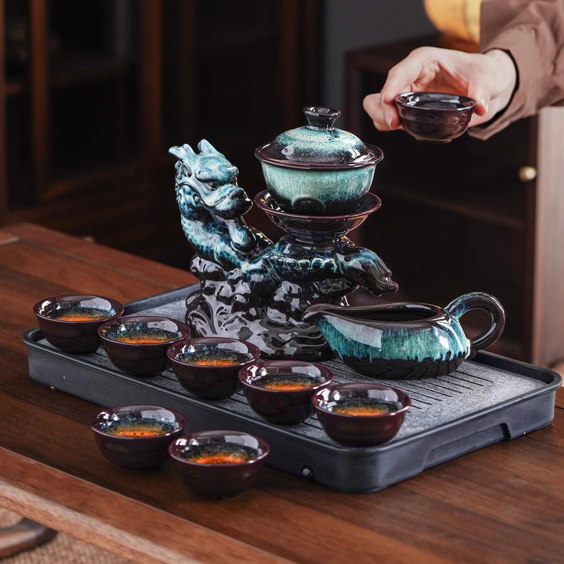 Ceramic Teapot with Infuser Semi Automatic Tea Set Magic Teapot