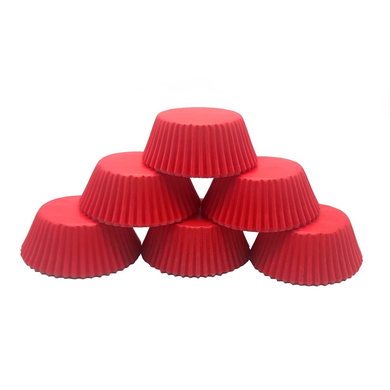 Bakehope Standard Baking Cups, Classic Red Greaseproof Festive Cupcake Liners,