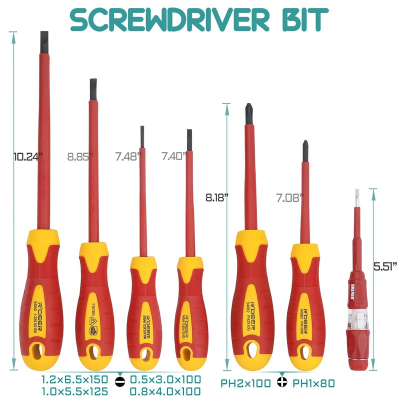 7 Piece Insulated Screwdriver Set R'deer Industrial Level 1000v Cr-V