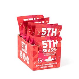 5th Season Freeze Dried Fruit Snacks- 100% Whole Strawberries, 25 Calories Per Bag (6 Pack, 80g each)