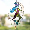 Stained Suncatcher Witch on Moon Decor Window Hanging Outdoor Wall
