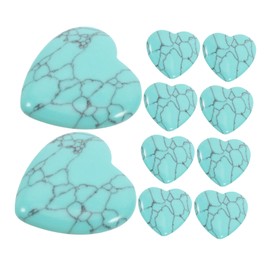 Healeved Healeved 10pcs 20mm Natural Polished Heart Shaped Turquoise Stones for DIY Craft Decorative Heart Decor