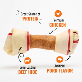 Good ‘n’ Fun Triple Flavor 8-Inch Bone for All Dogs, 1 Count, Treat Your Dog to Long-Lasting Chews Made with Beef Hide, Chicken and Artificial Pork Flavor
