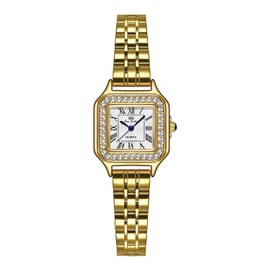 Gold Watches for Women with Small Vintage Bracelet (Gold White)