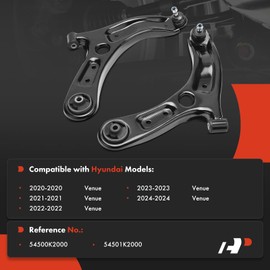 A-Premium 2 x Front Lower Control Arm, with Ball Joint & Bushing, Compatible with Hyundai Venue 2020 2021 2022 2023 2024