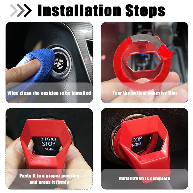 ユニバーサルエンジンスタート/ストップボタンカバー モーターイグニッションスイッチトリムカバー プッシュトゥスタートボタンカバー キー保護カバー クールな車内アクセサリー