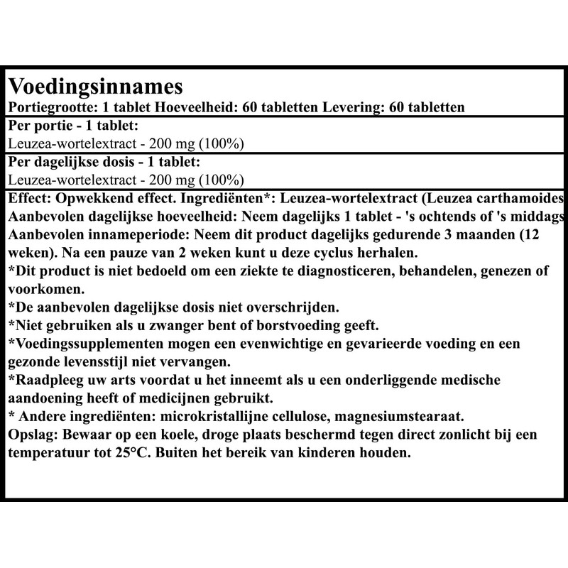 Leuzea Max Maral Root 60 Tablets x 200 mg Natural