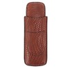 Cigar Case Holder Elegant Vintage Style Woven Pattern Leather Portable