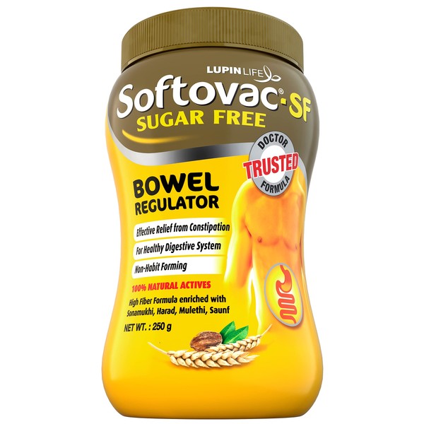 Softovac-SF (Sugarfree) Bowel Regulator 250g - 100% Natural Actives: High Fiber Formula enriched with Sonamukhi, Harad, Mulethi, Saunf etc.
