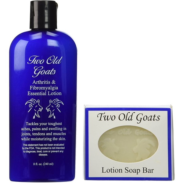 Two Old Goats Essential Lotion 8 Oz. & Soap Bar - for Your Toughest Aches and Pains!