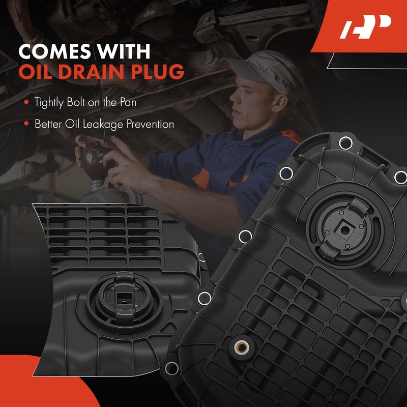 A-Premium Transmission Oil Pan with Drain Plug & Gasket Compatible