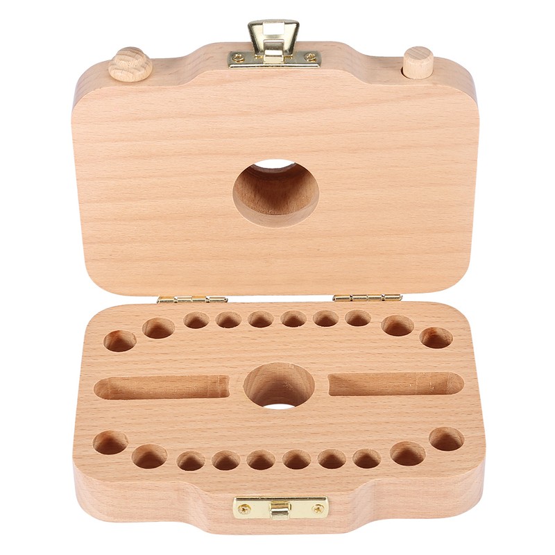Wooden Camera pattern Storage Box Case for Baby Milk Teeth